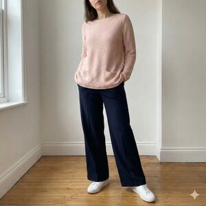 COS Wool Sweater Womens‎ Small Light Pink Knit Pockets Minimalist Capsule Preppy